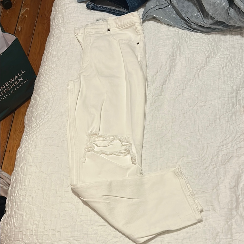 Women's White Distressed Jeans